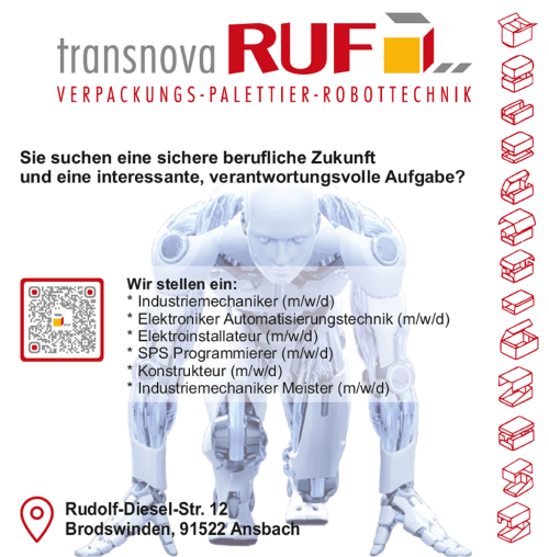Logo des Unternehmens TRANSNOVA-RUF Verpackungs- und Palettiertechnik GmbH
